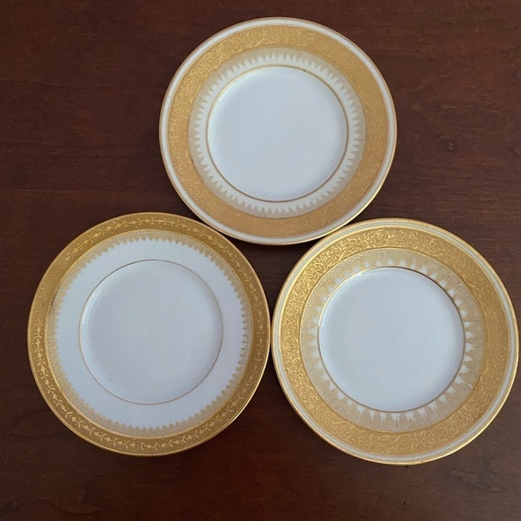 M. Redon Limoges France Antique Gold Filigree Dessert Plates – Set of 3 – 4.5” - Picture 1 of 7